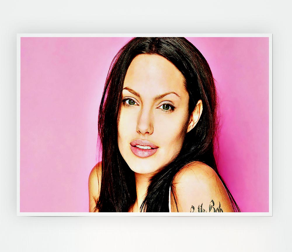 Angelina Jolie Pink poster on high-quality canvas, featuring vibrant colors and ready for display.