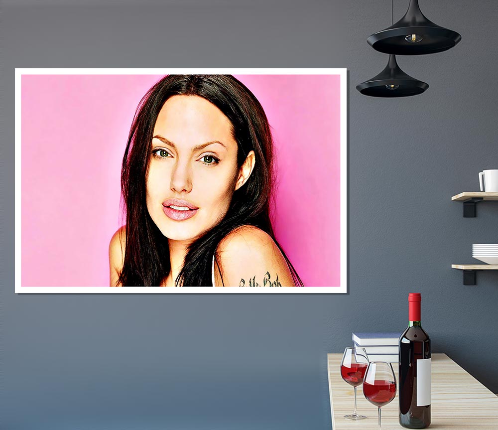 Angelina Jolie Pink poster on high-quality canvas, featuring vibrant colors and ready for display.