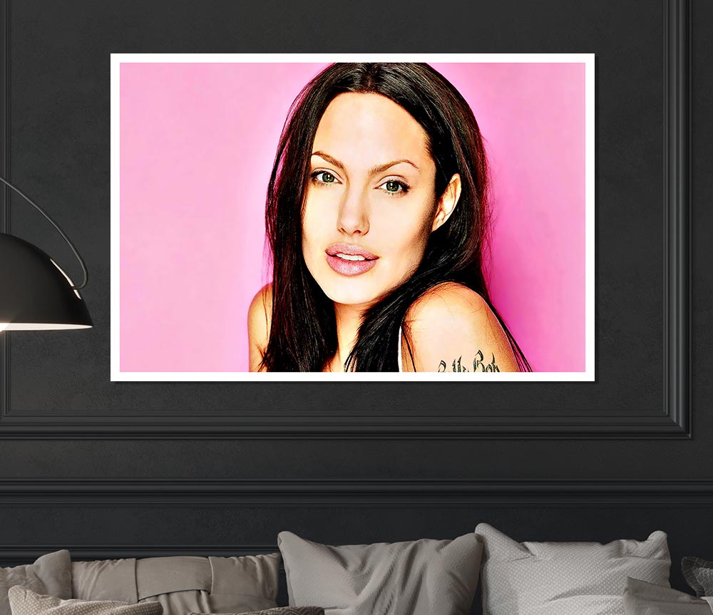 Angelina Jolie Pink poster on high-quality canvas, featuring vibrant colors and ready for display.