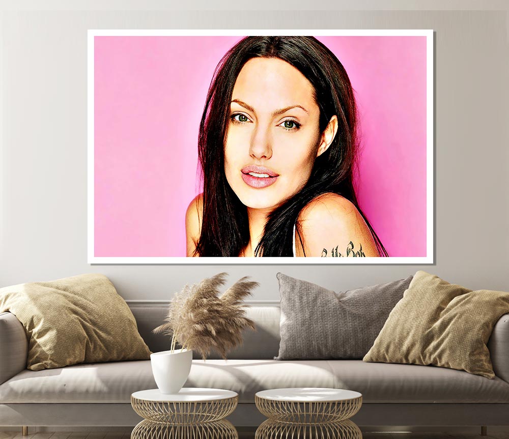 Angelina Jolie Pink poster on high-quality canvas, featuring vibrant colors and ready for display.