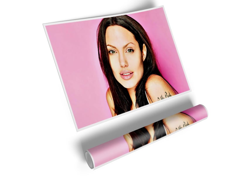 Angelina Jolie Pink poster on high-quality canvas, featuring vibrant colors and ready for display.