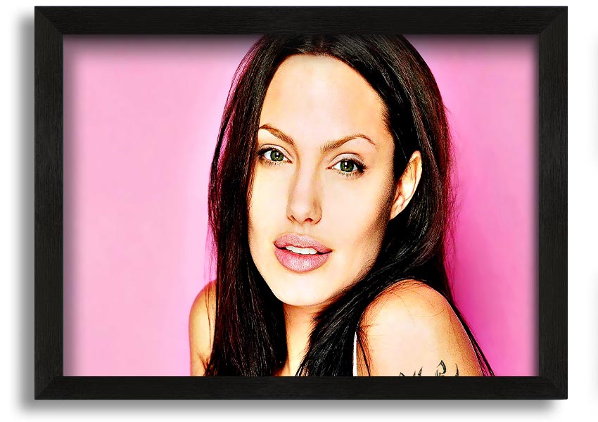 Angelina Jolie Pink framed print with a soft pink hue, elegantly displayed in a stylish frame.