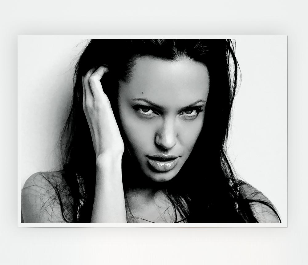 Canvas poster featuring Angelina Jolie with captivating sexy eyes, perfect for home decor.