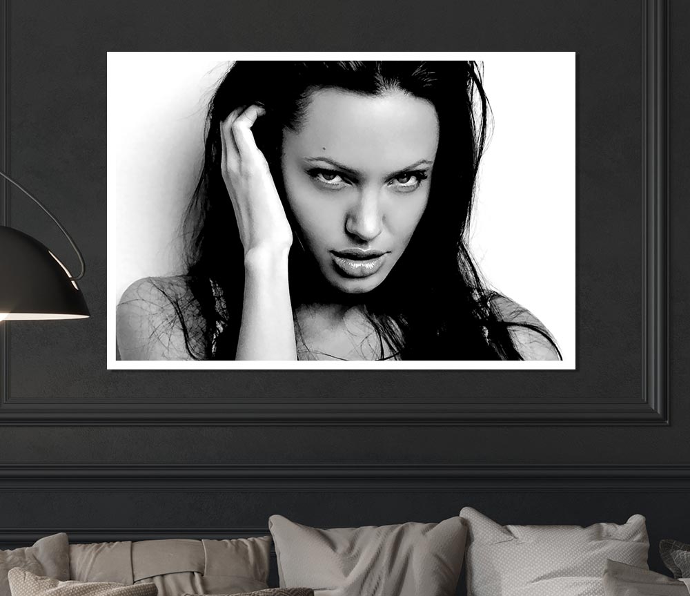 Canvas poster featuring Angelina Jolie with captivating sexy eyes, perfect for home decor.