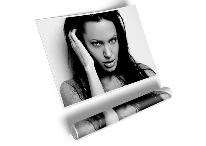 Canvas poster featuring Angelina Jolie with captivating sexy eyes, perfect for home decor.