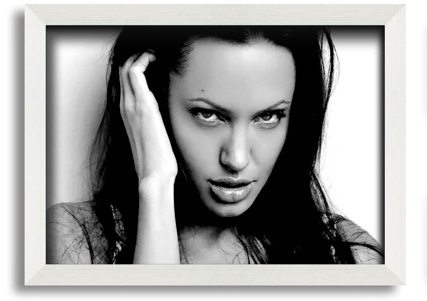 Framed print of Angelina Jolie's captivating eyes, showcasing her beauty and elegance.