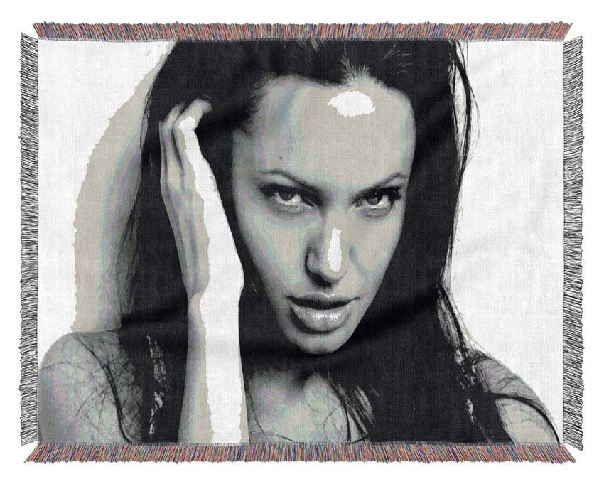 Angelina Jolie Sexy Eyes throw blanket made of 100% cotton, featuring a luxurious thermal weave design, perfect for cozying up on the couch or bed.