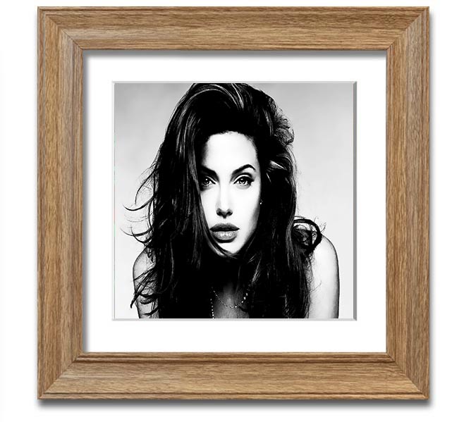 Square framed print of Angelina Jolie with a sexy stare, showcasing her captivating beauty.