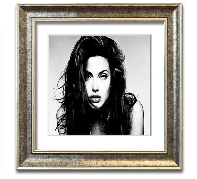 Square framed print of Angelina Jolie with a sexy stare, showcasing her captivating beauty.