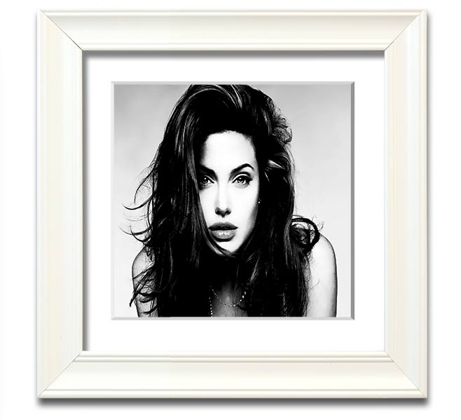 Square framed print of Angelina Jolie with a sexy stare, showcasing her captivating beauty.