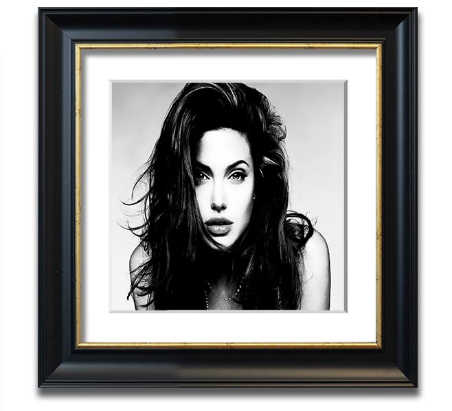 Square framed print of Angelina Jolie with a sexy stare, showcasing her captivating beauty.