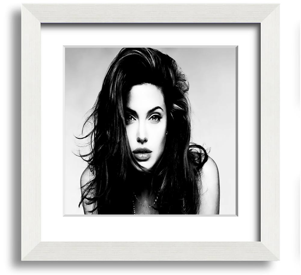 Square framed print of Angelina Jolie with a sexy stare, showcasing her captivating beauty.