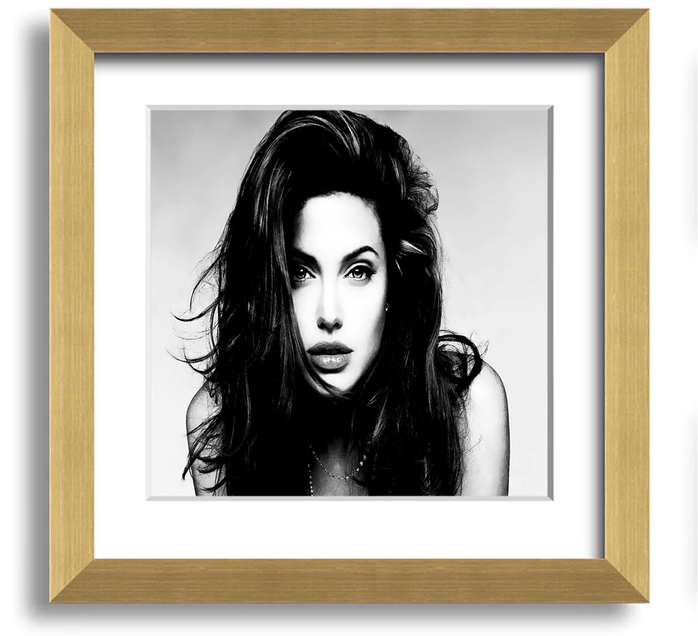 Square framed print of Angelina Jolie with a sexy stare, showcasing her captivating beauty.