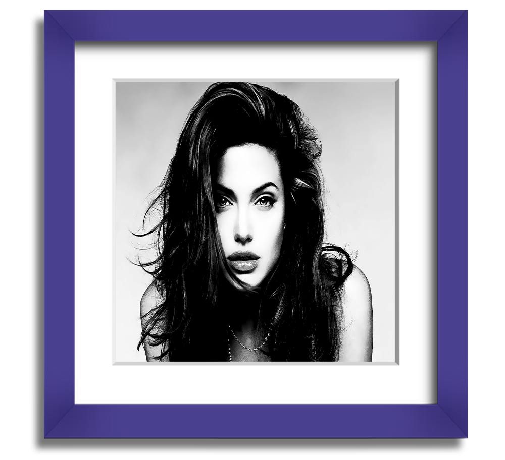 Square framed print of Angelina Jolie with a sexy stare, showcasing her captivating beauty.