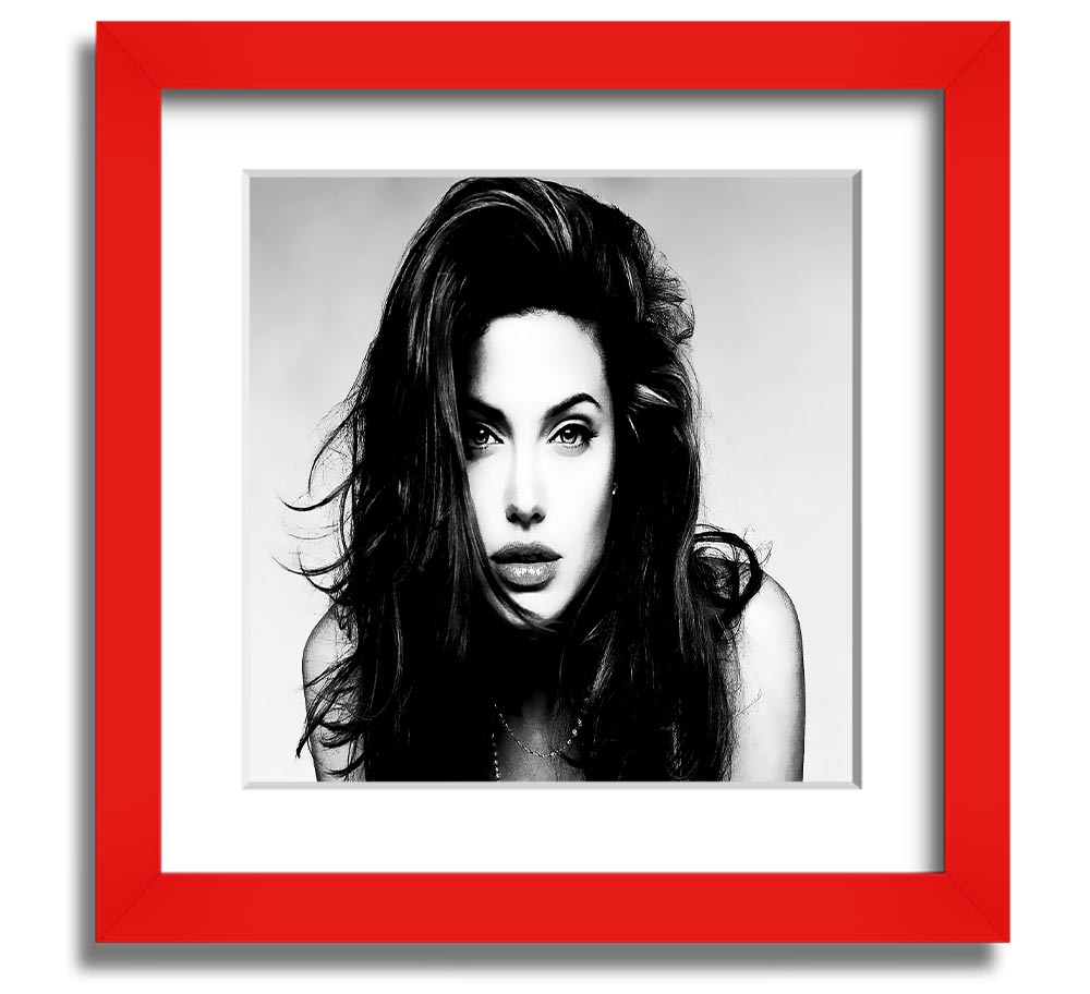 Square framed print of Angelina Jolie with a sexy stare, showcasing her captivating beauty.