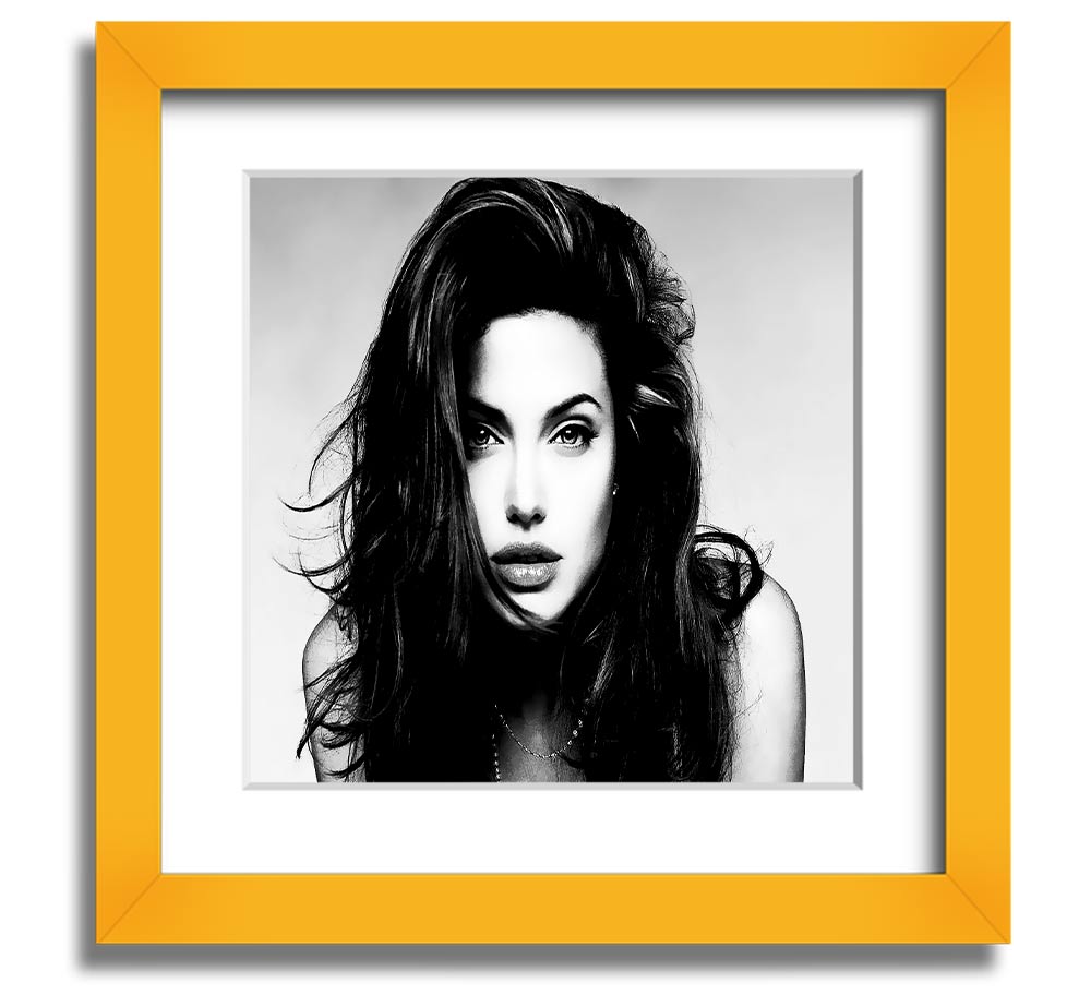 Square framed print of Angelina Jolie with a sexy stare, showcasing her captivating beauty.