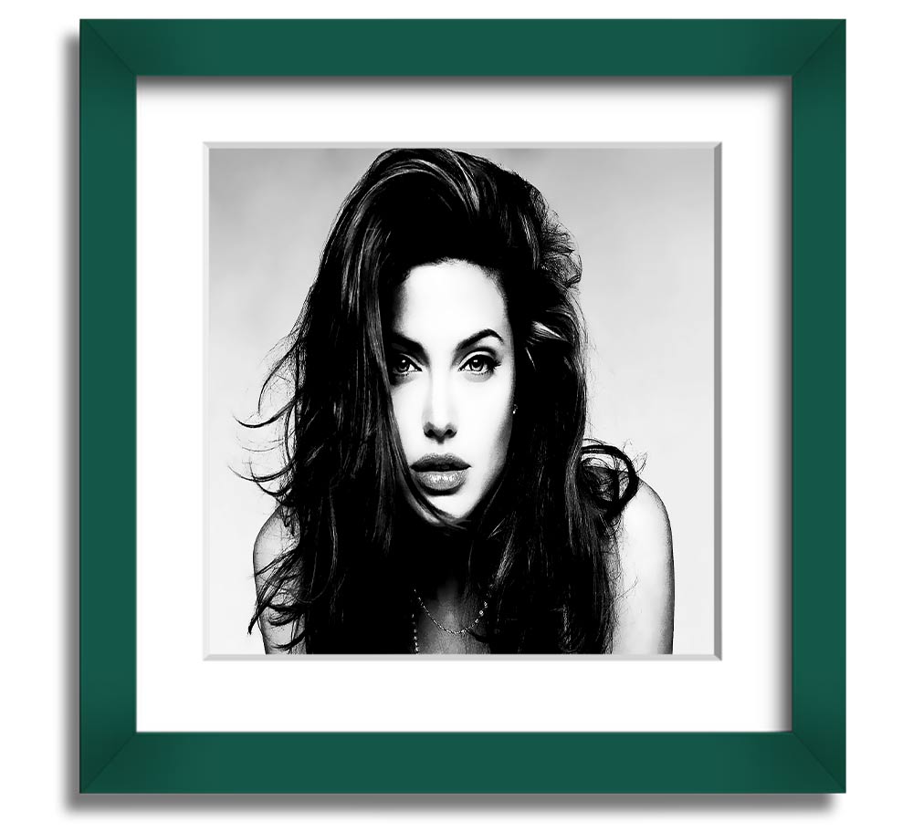 Square framed print of Angelina Jolie with a sexy stare, showcasing her captivating beauty.