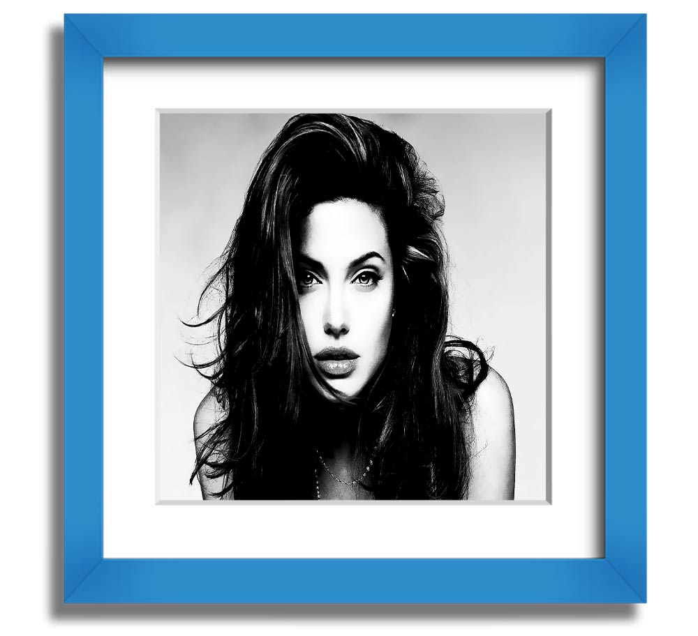 Square framed print of Angelina Jolie with a sexy stare, showcasing her captivating beauty.