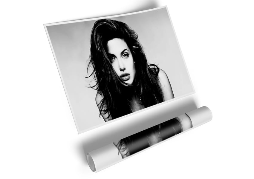 Canvas poster featuring Angelina Jolie with a sexy stare, perfect for home decor.