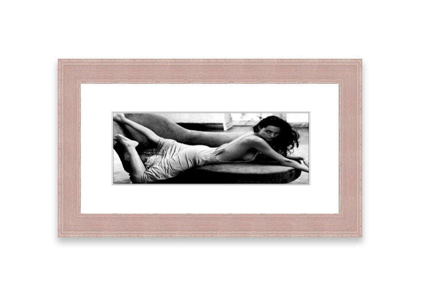 Angelina Jolie Sofa B~w framed print, showcasing a stunning image of the actress with a stylish frame.