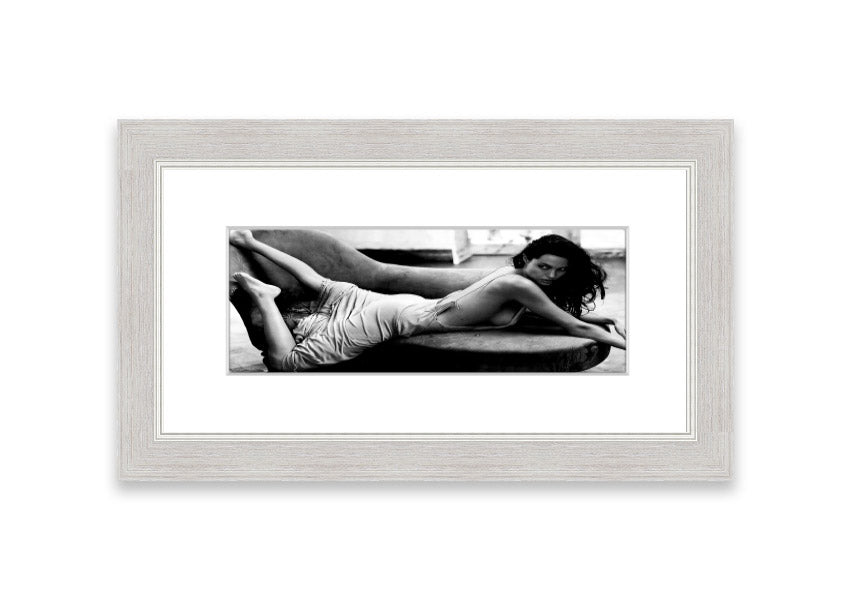 Angelina Jolie Sofa B~w framed print, showcasing a stunning image of the actress with a stylish frame.