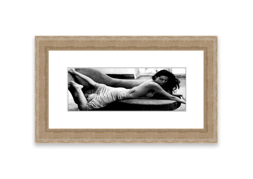 Angelina Jolie Sofa B~w framed print, showcasing a stunning image of the actress with a stylish frame.