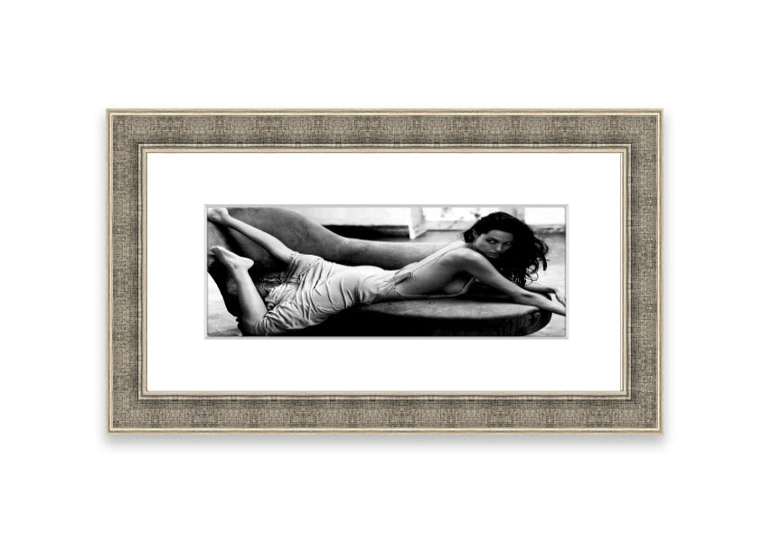 Angelina Jolie Sofa B~w framed print, showcasing a stunning image of the actress with a stylish frame.