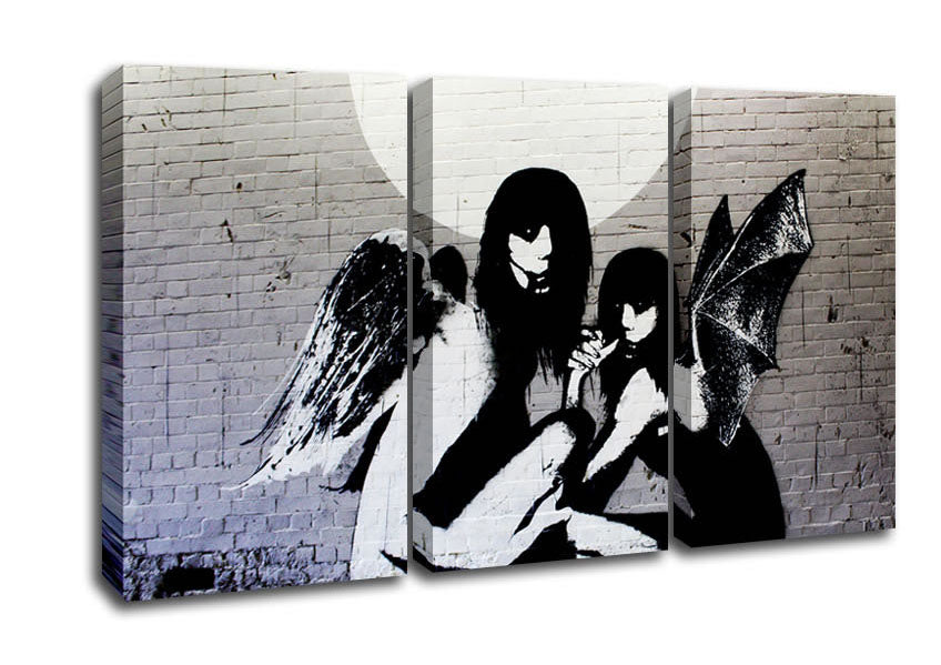 Angels In Moonlight canvas art featuring ethereal angels illuminated by moonlight, mounted on a sturdy box frame.