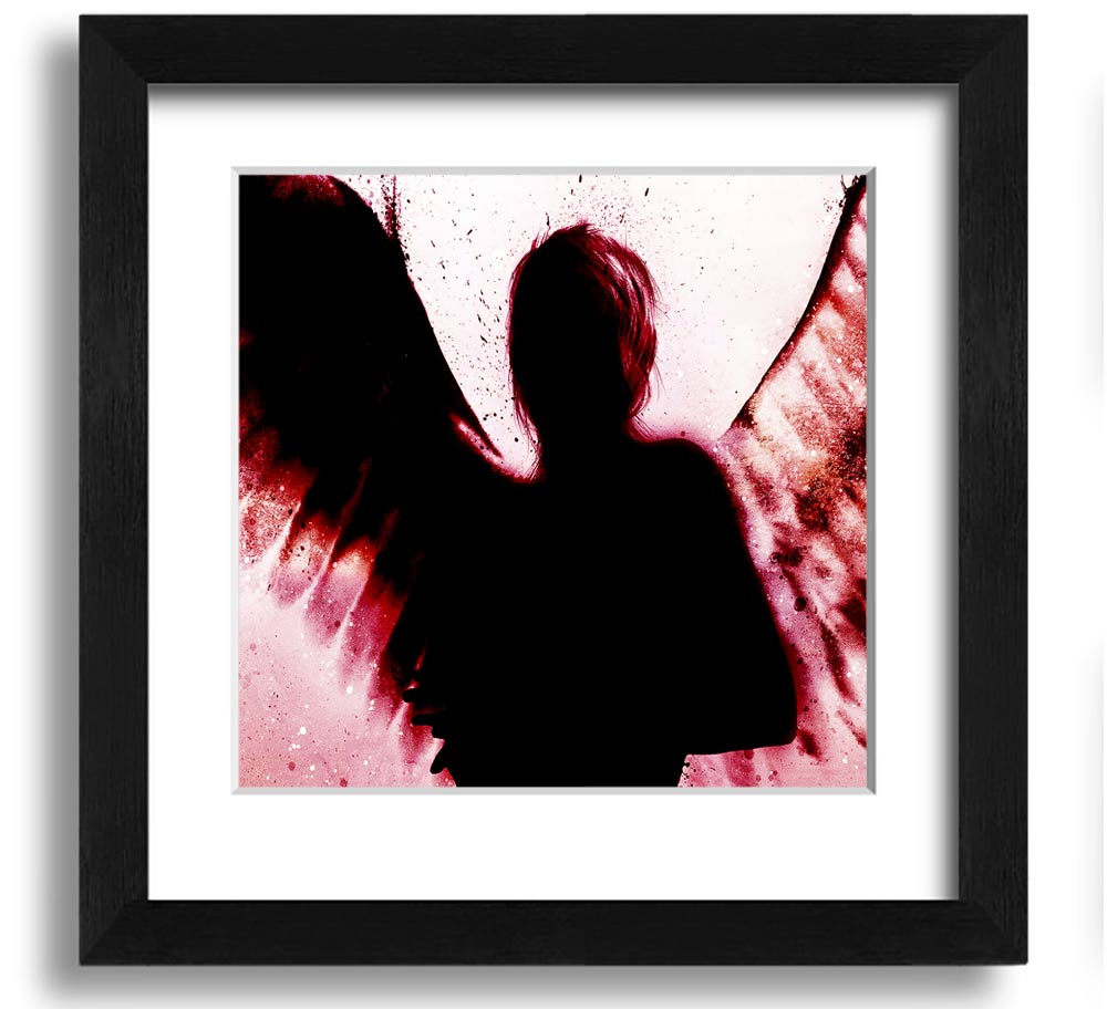 Angels In The Night Red square framed print showcasing vibrant red colors, elegantly framed and ready to hang.