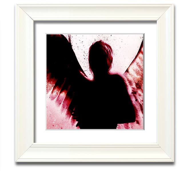 Angels In The Night Red square framed print showcasing vibrant red colors, elegantly framed and ready to hang.