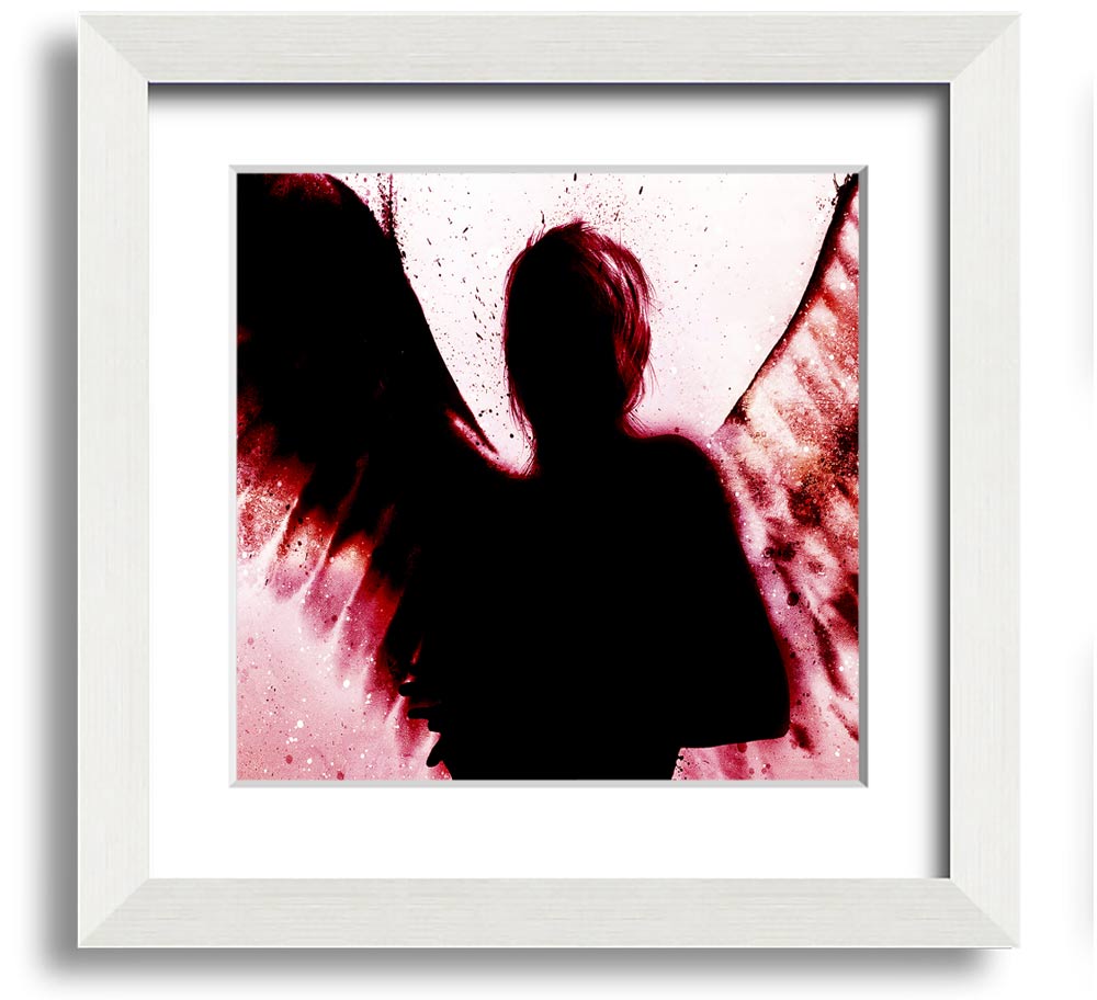 Angels In The Night Red square framed print showcasing vibrant red colors, elegantly framed and ready to hang.