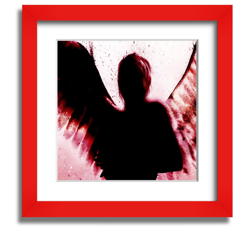 Angels In The Night Red square framed print showcasing vibrant red colors, elegantly framed and ready to hang.