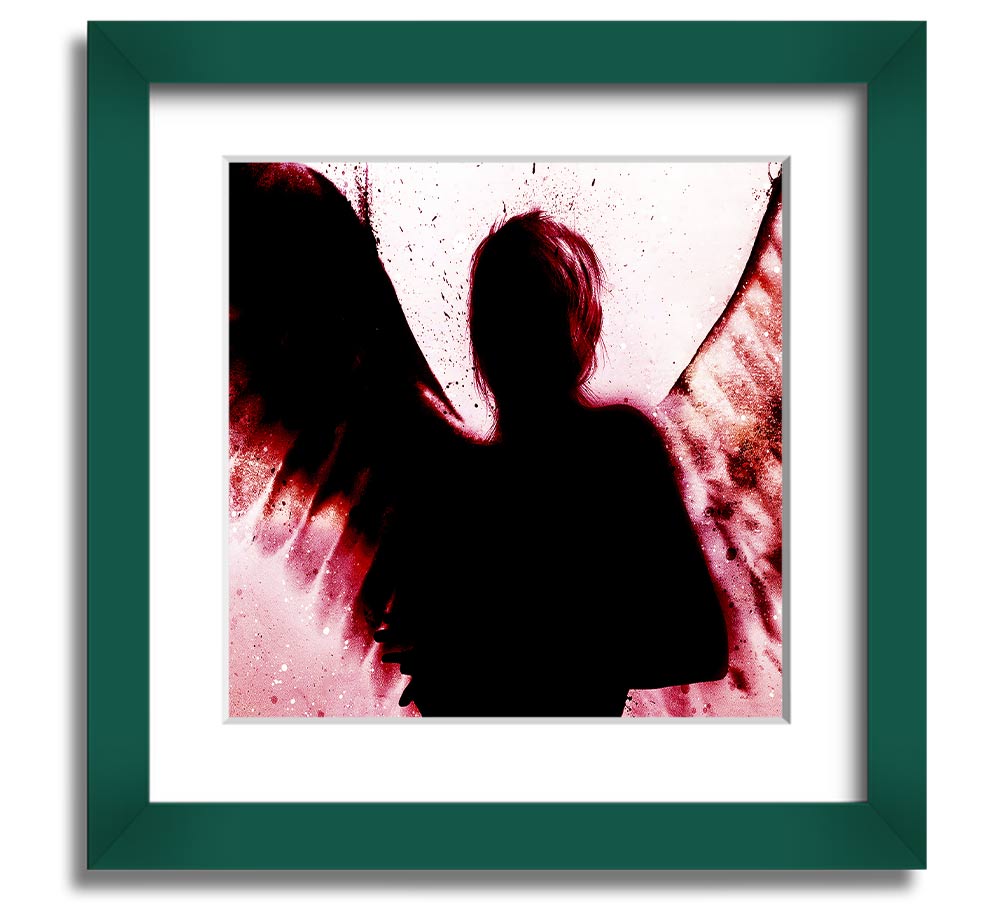 Angels In The Night Red square framed print showcasing vibrant red colors, elegantly framed and ready to hang.