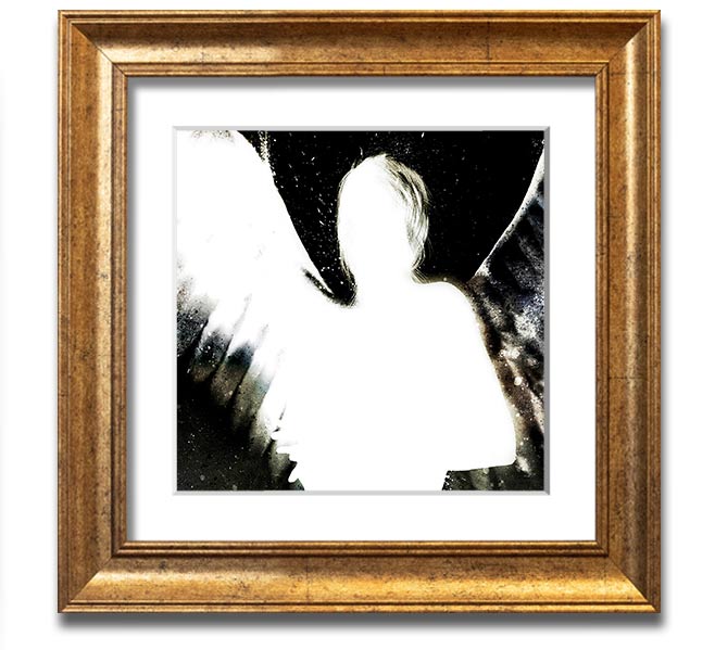 Angels In The Night framed print featuring white design on black background, elegantly framed and ready to hang.