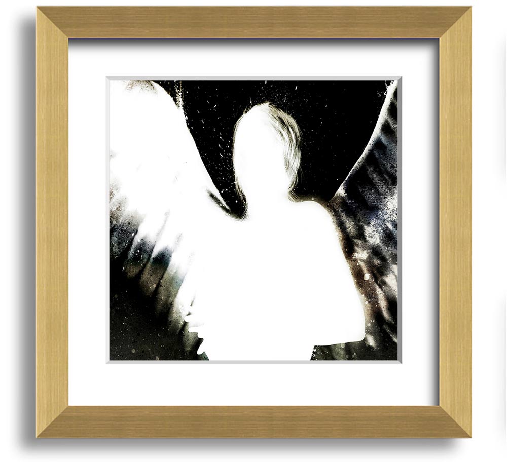 Angels In The Night framed print featuring white design on black background, elegantly framed and ready to hang.