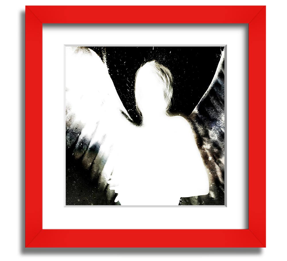 Angels In The Night framed print featuring white design on black background, elegantly framed and ready to hang.