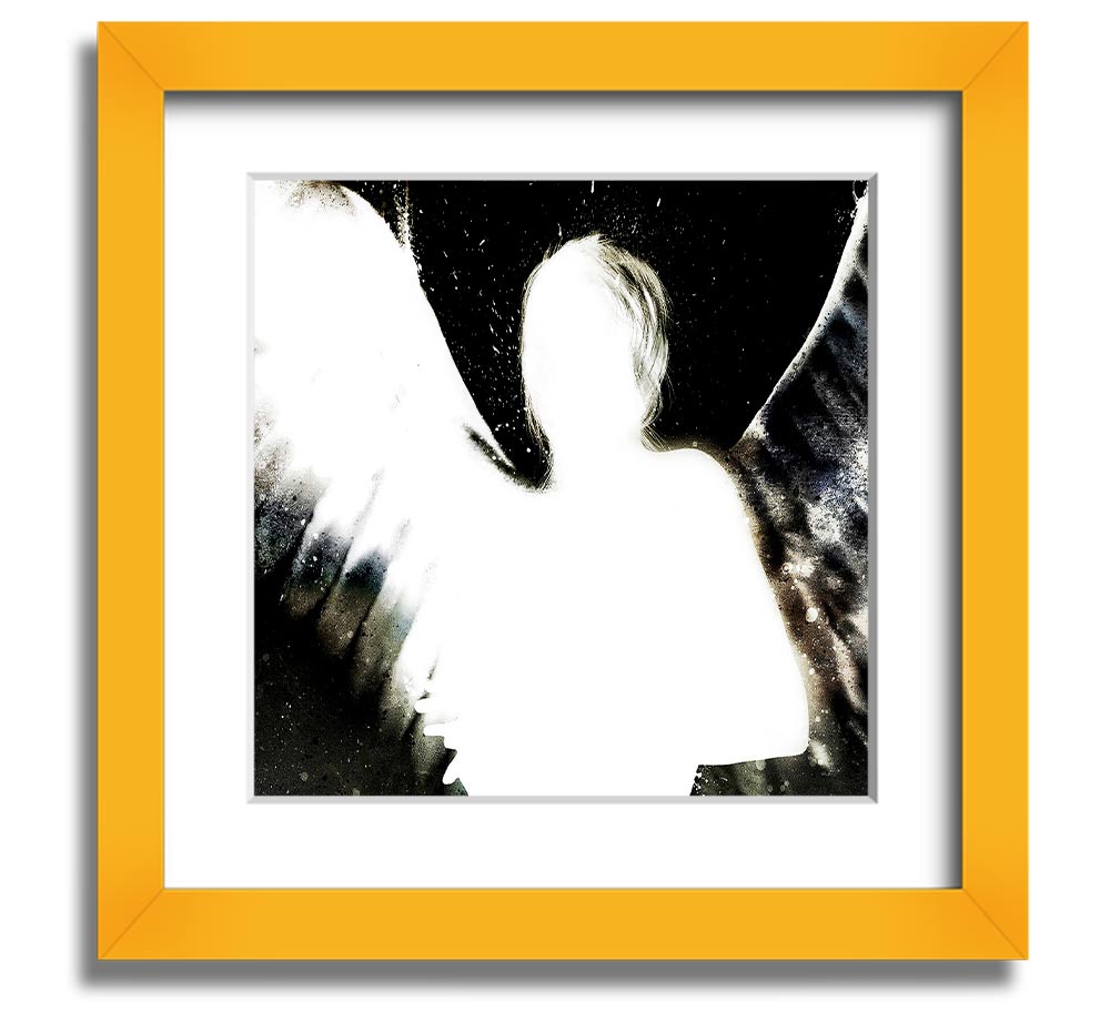 Angels In The Night framed print featuring white design on black background, elegantly framed and ready to hang.