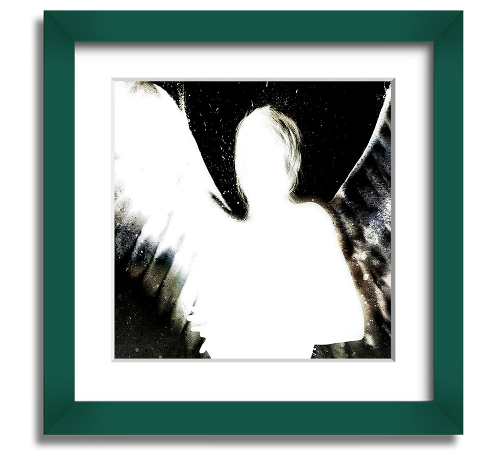 Angels In The Night framed print featuring white design on black background, elegantly framed and ready to hang.