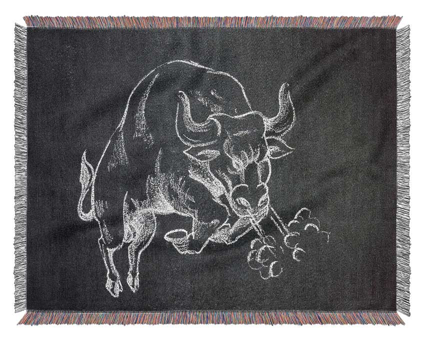 Angry Bull throw blanket made from 100% cotton, featuring a luxurious thermal weave design, perfect for bed or couch.