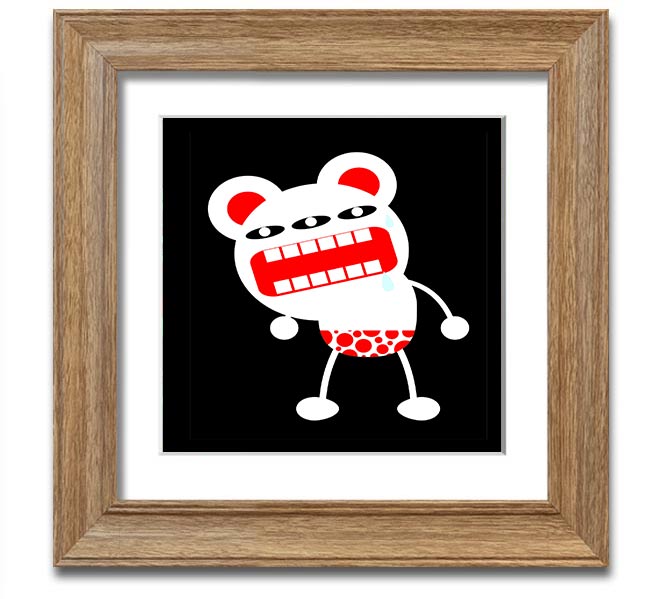 Angry Monster Mouth Square Framed Print with vibrant colors and playful design, framed in a stylish border.