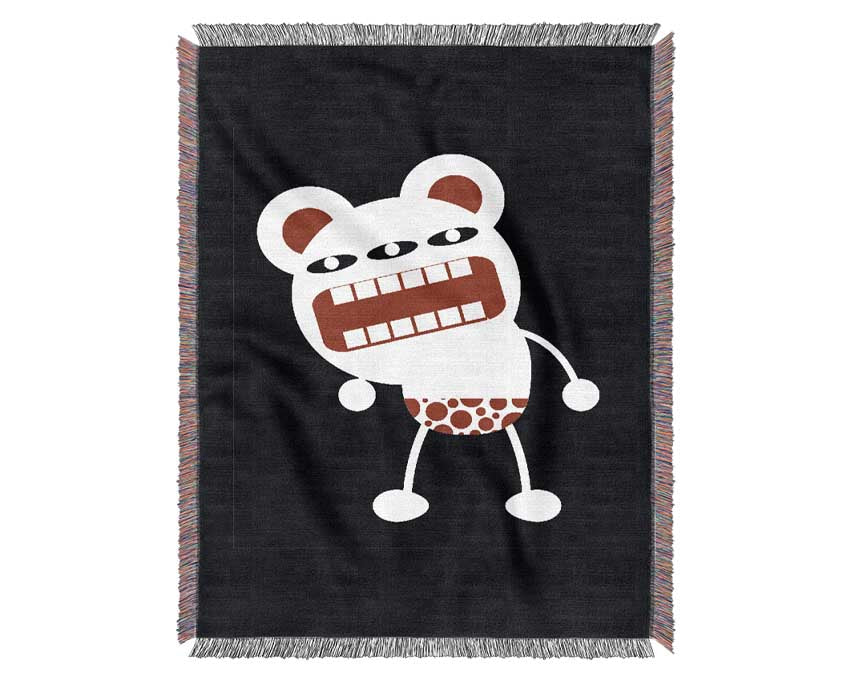 A cozy Angry Monster Mouth throw blanket made from 100% cotton, featuring a unique design and thermal weave for breathability.