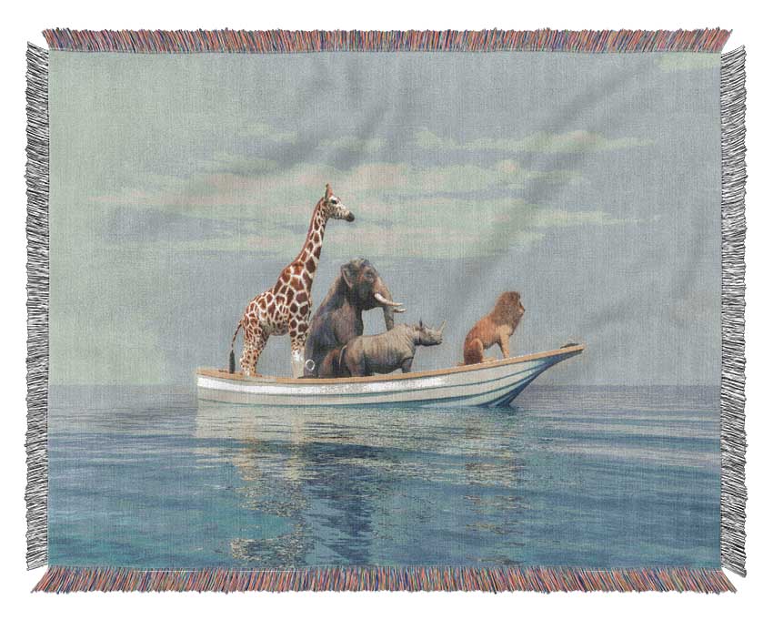 Animal Kingdom Boat Ride throw blanket made from 100% cotton, featuring a luxurious thermal weave design, perfect for cozying up on the couch or bed.