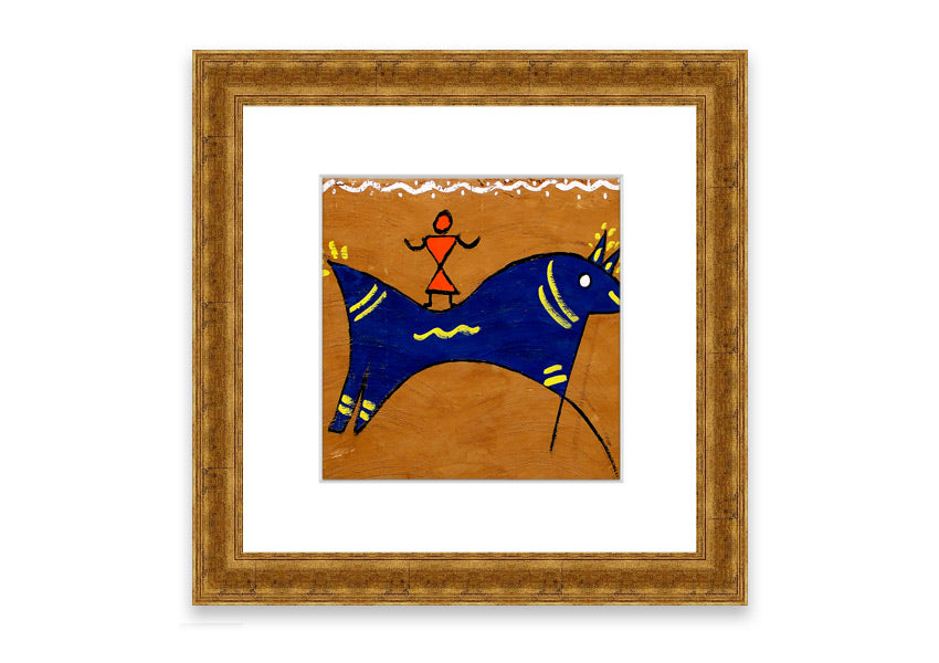 Animal Of Peace Ethnic framed print showcasing intricate design, available in various frame colors, handmade in the UK.