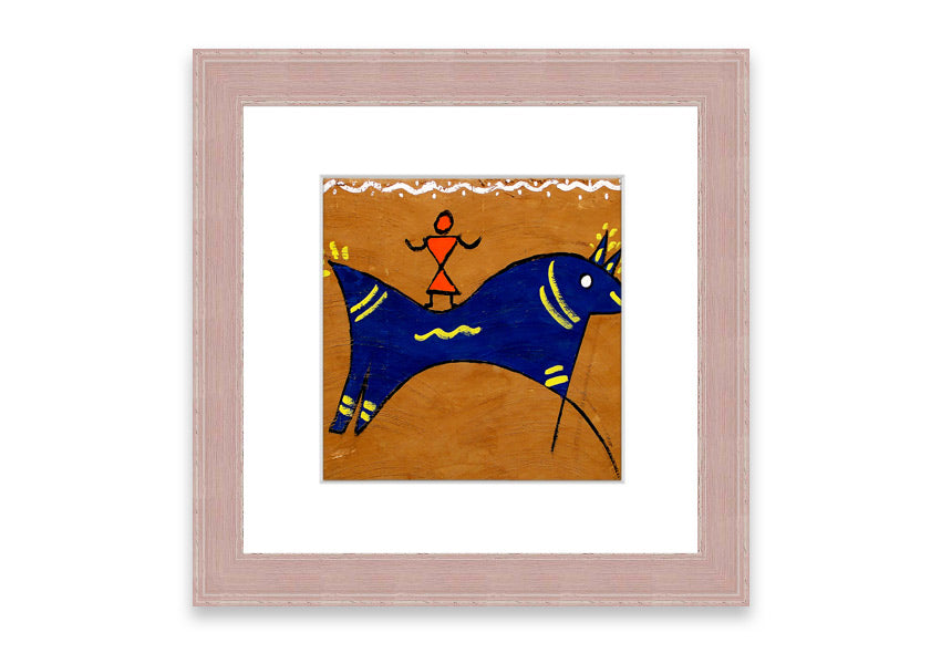 Animal Of Peace Ethnic framed print showcasing intricate design, available in various frame colors, handmade in the UK.