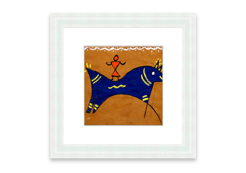 Animal Of Peace Ethnic framed print showcasing intricate design, available in various frame colors, handmade in the UK.