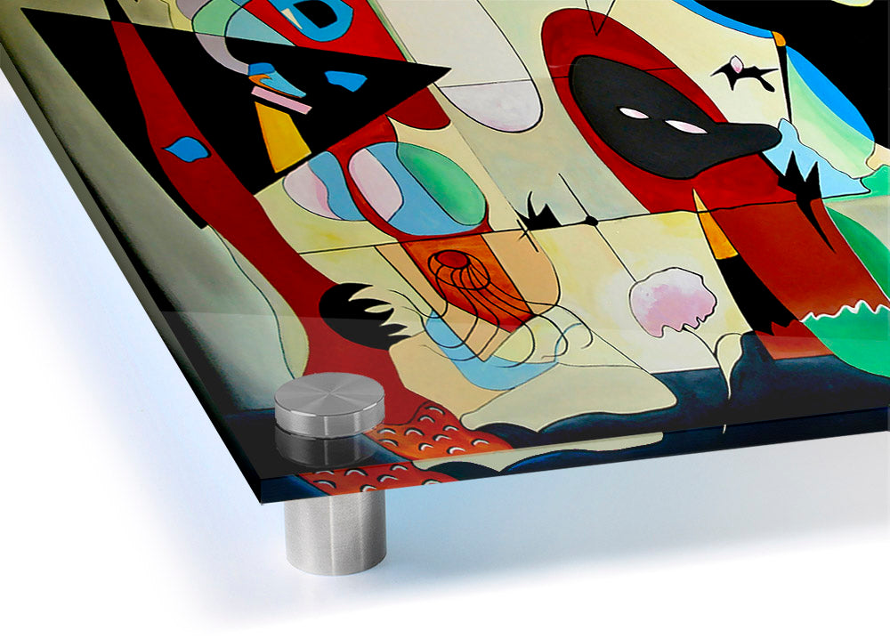 Vibrant acrylic print featuring various animal patterns on a sleek 5mm thick acrylic glass, ready to hang.