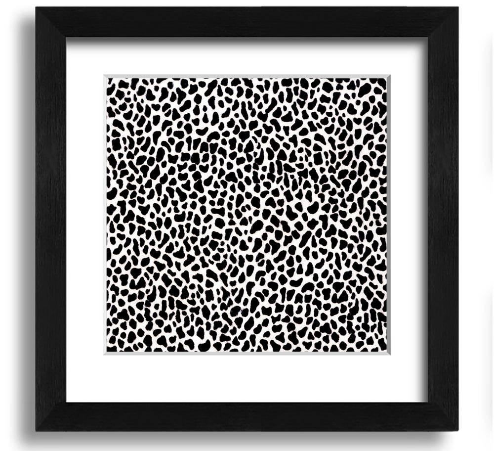 A stylish Animal Print Square Framed Print showcasing a wild design, framed in a chic color, ready to hang on the wall.