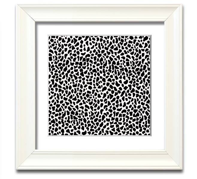 A stylish Animal Print Square Framed Print showcasing a wild design, framed in a chic color, ready to hang on the wall.