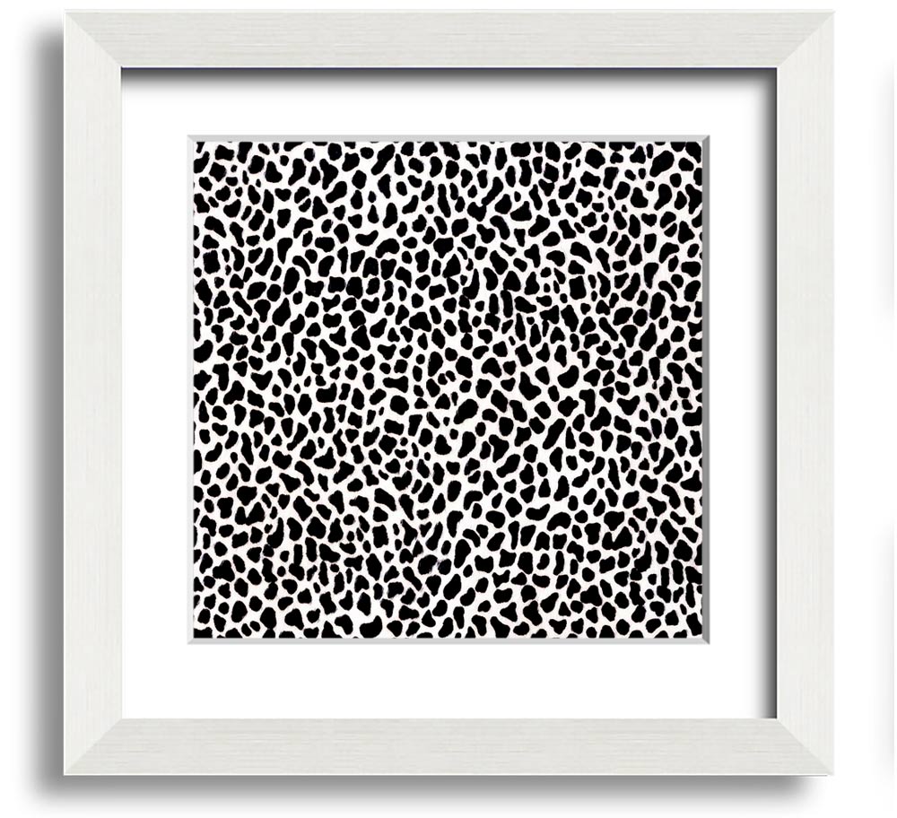 A stylish Animal Print Square Framed Print showcasing a wild design, framed in a chic color, ready to hang on the wall.