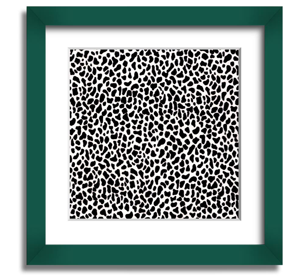 A stylish Animal Print Square Framed Print showcasing a wild design, framed in a chic color, ready to hang on the wall.